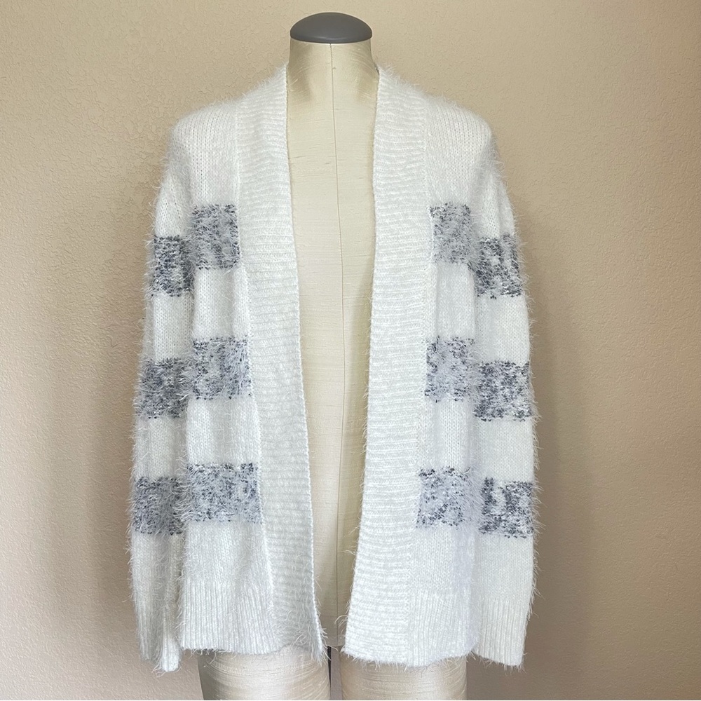 Peyton Primrose Open Front Striped Fuzzy Knit Car… - image 2